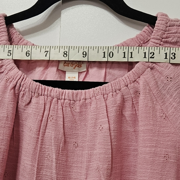 Cat & Jack Girls XL (14) Lined Blouse Top Pink W/Flowers 100% Cotton - Picture 6 of 11